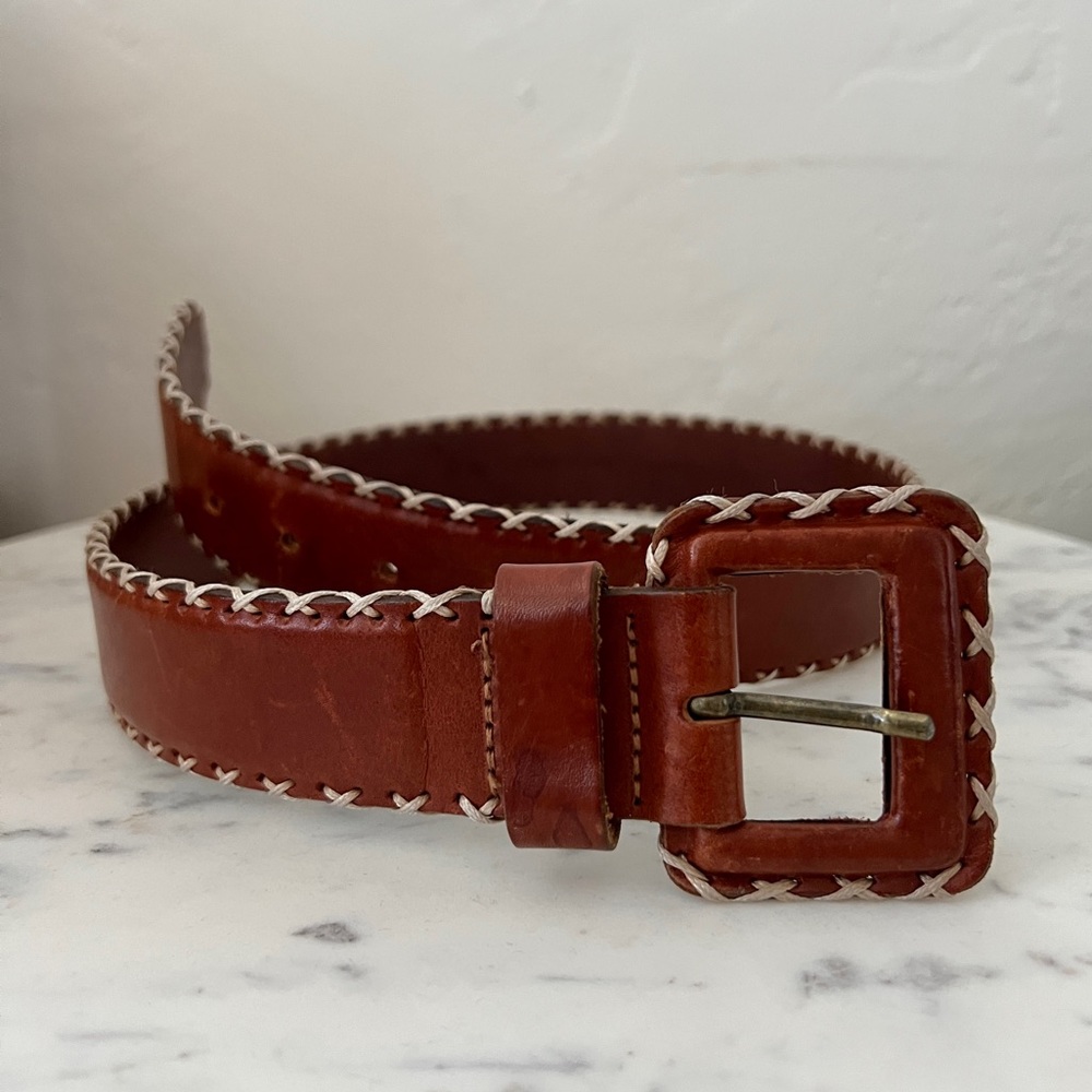 EUC vintage stitched leather western belt
